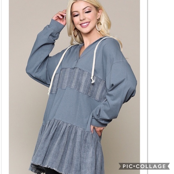 SALE!! 1 Left!! Denim Top w/Hood - Picture 3 of 3